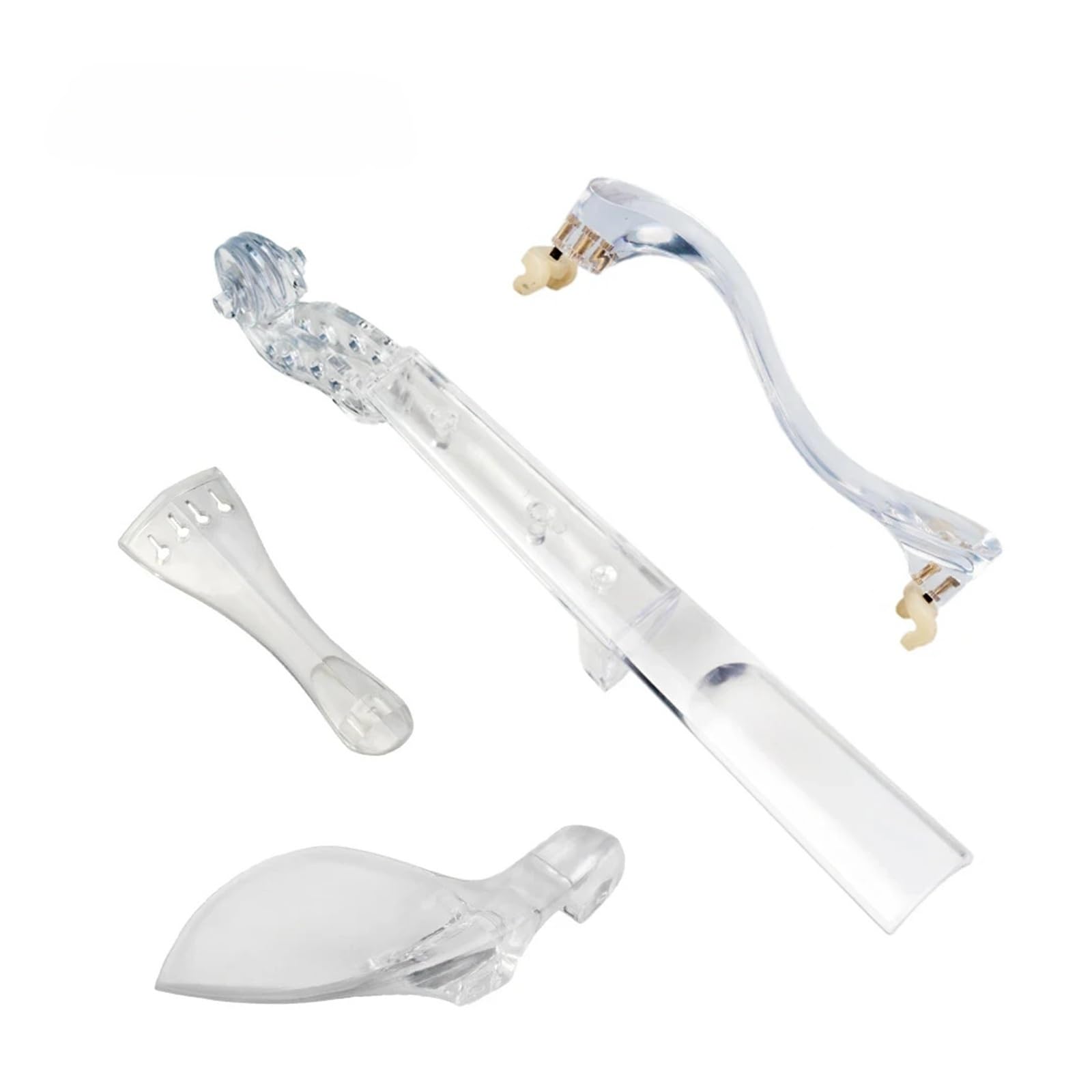 Piezas de violín transparentes, juego de accesorios, cristal 4/4, reposabrazos for violines/barbilla/cola/cuello de violín