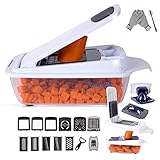 Vegetable Chopper Slicer Dicer Cutter Peeler Cheese Grater. 12-in-1 (22 Pieces). Best Manual Mandoline, Food Chopper, Lemon Squeezer, Egg White Separator, Egg Slicer. Free Cut-Resistant Gloves Brushes