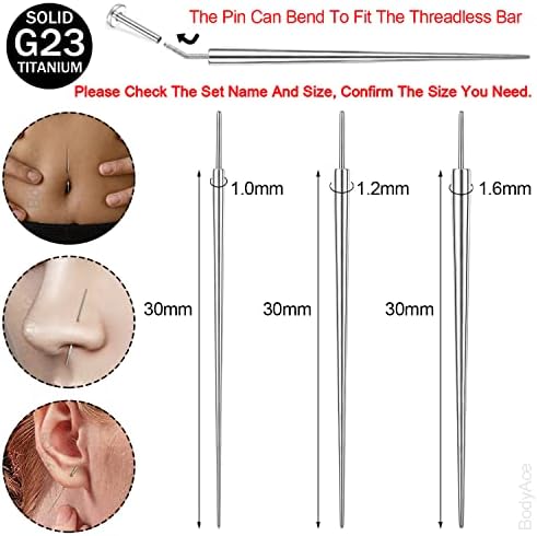 Kit Piercing 8 Pezzi Con Aghi Cannula In Acciaio Chirurgico - 14G/16G/18G Per Orecchio, Naso, Lingua - Foto 13