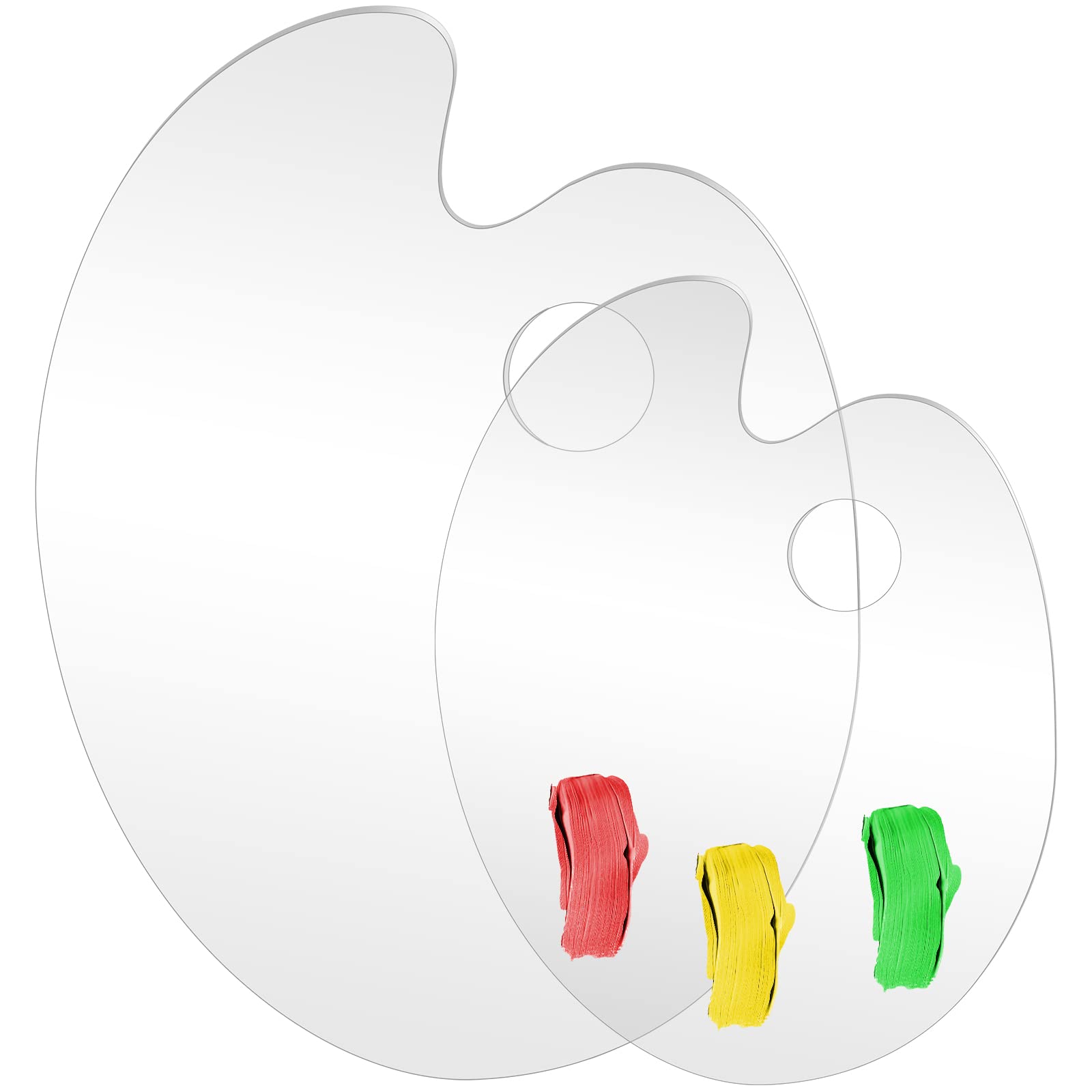 2PCS Paint Pallet for Acrylic Painting Palette, 15 by 11-Inch,12 by 8-Inch, Easy Clean Transparent Non-Stick Premium Oil Paint Tray Palette