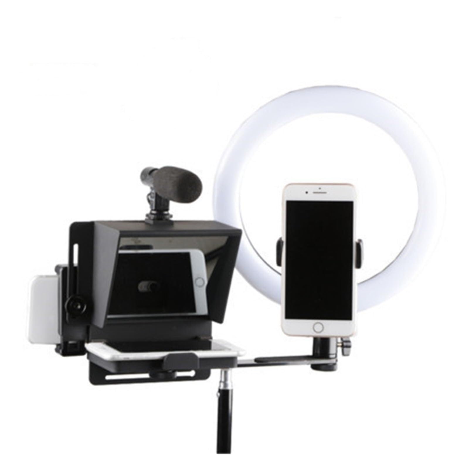 Teleprompter, Teleprompter Tragbares Prompter-Smartphone Für Nachrichteninterviews Von Sprache DSLR-Kameras Mobiltelefon Mit Fernbedienung für Live-Streaming(Phone Version)