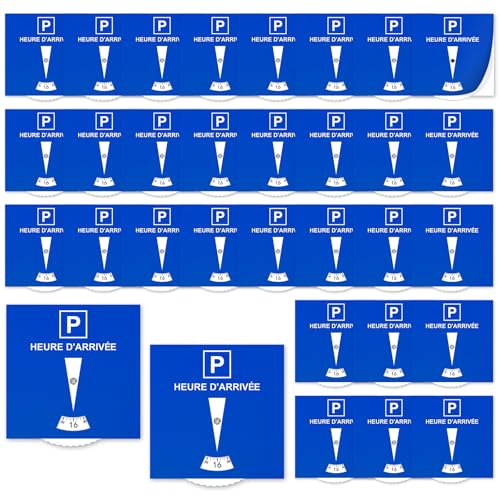 jiawaggag Lot de 30 Disque Stationnement Zone Bleue Disque Parking en Carton Disque Horodateur Voiture 15x15cm Disque Stationnement Papier Voiture Accessoires Auto