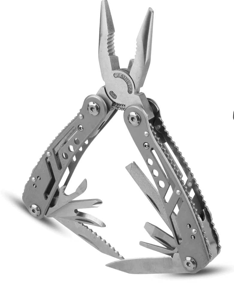 GIYANZA Multitool with Pocket Knife Safety Lock, 14-in-1 Multi-tool Pliers with Nylon Sheath for Men Camping Hiking Fishing Outdoor Survival (Pack Of 1)