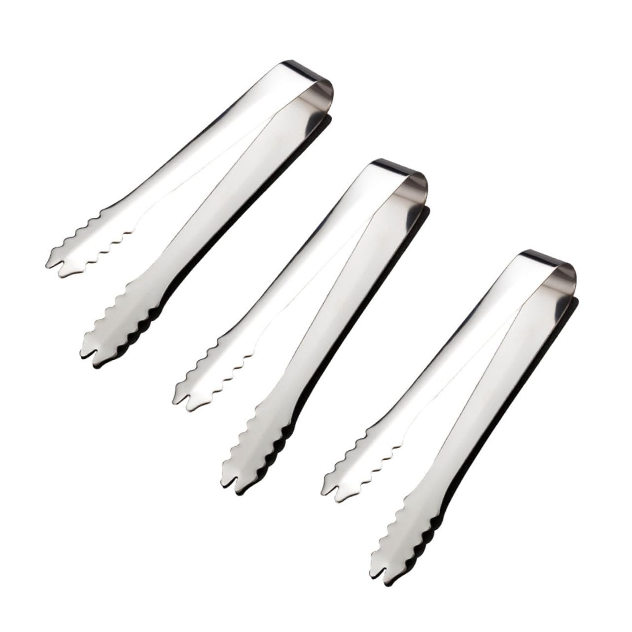 OFFSCH 3PCS Stainless Steel Serving Tongs Multifunctional Ice Cube and Sugar Clips for Restaurants Non Slip Design for Cocktails Appetizers and Drinks