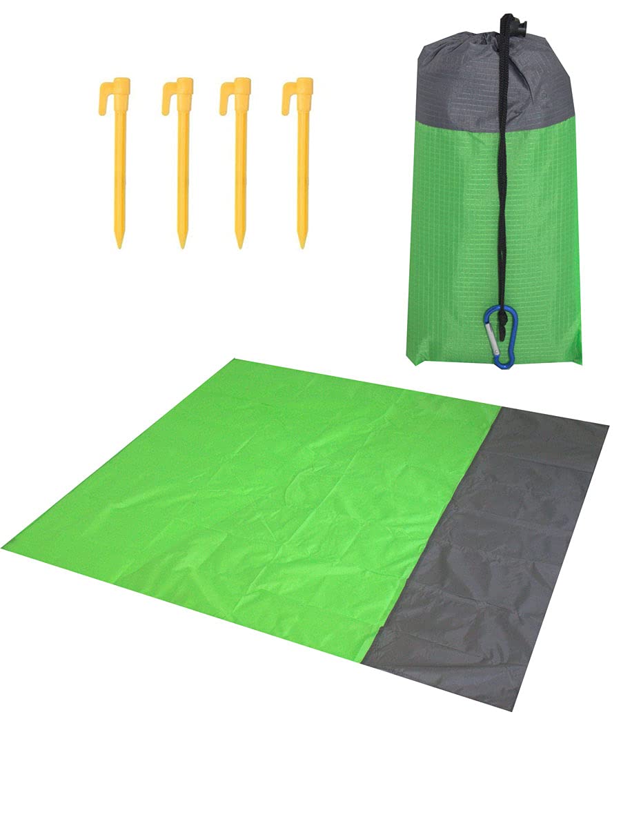 PBE Beach Blanket Picnic Blanket, 7 3 Sizes! (XL - 243cm x 274cm, Green/Grey)