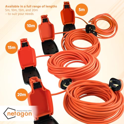 Netagon IP54 Single 1 Gang Plug Waterproof Outdoor Electrical Inline Socket Extension Lead | 5M,10M, 20M or 25M Long Cable (1, 20M Long Cable) - Image 5