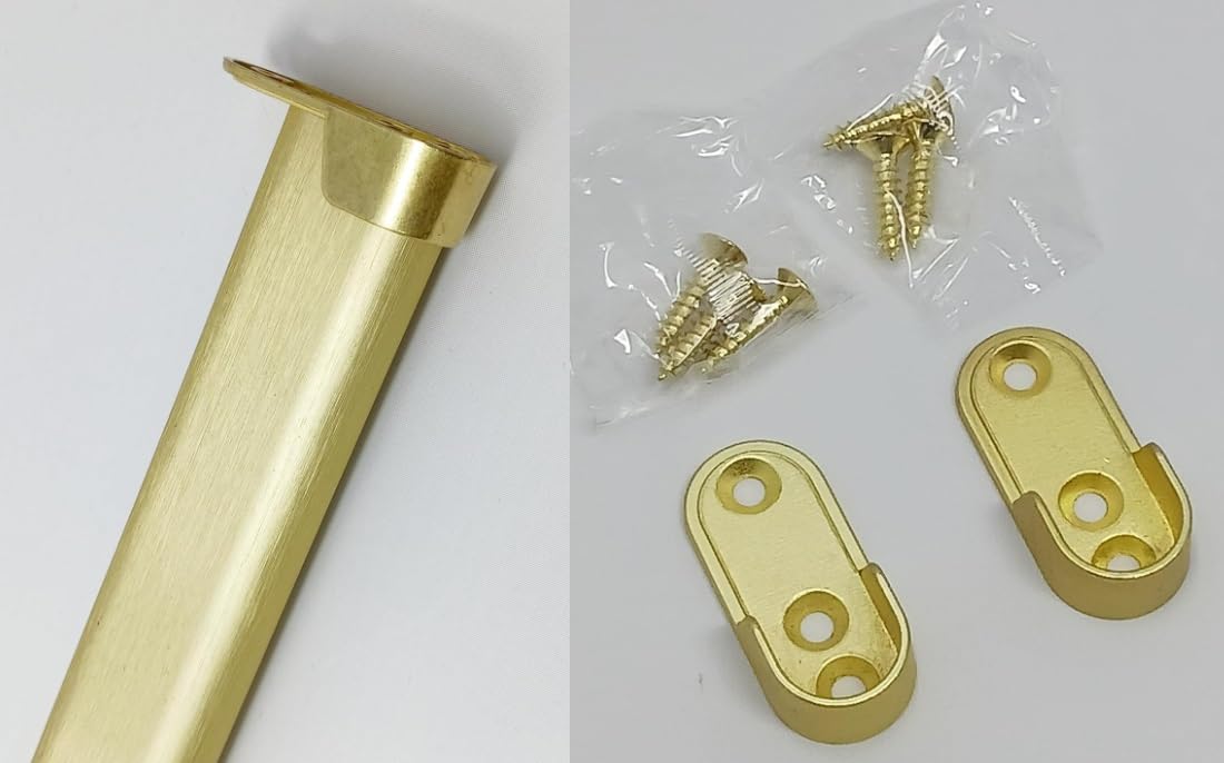 Matte Brass Custom Cut To Size Oval Closet Wardrobe Rod | Made-to-Order Hanging Rod for Closets & Storage with End Supports Up to 94 Inches long (31-48 Inches)