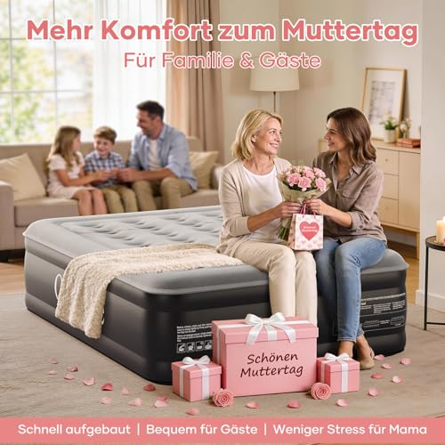 OlarHike Luftmatratze Selbstaufblasend, Luftbett 2 Personen, Gästebett Bett, Matratze 140x200, 1er Pack, aufblasbar für Muttertag Gäste, Camping, Zelt, Sofa und Heimgebrauch - 140 x 200 x 50 cm