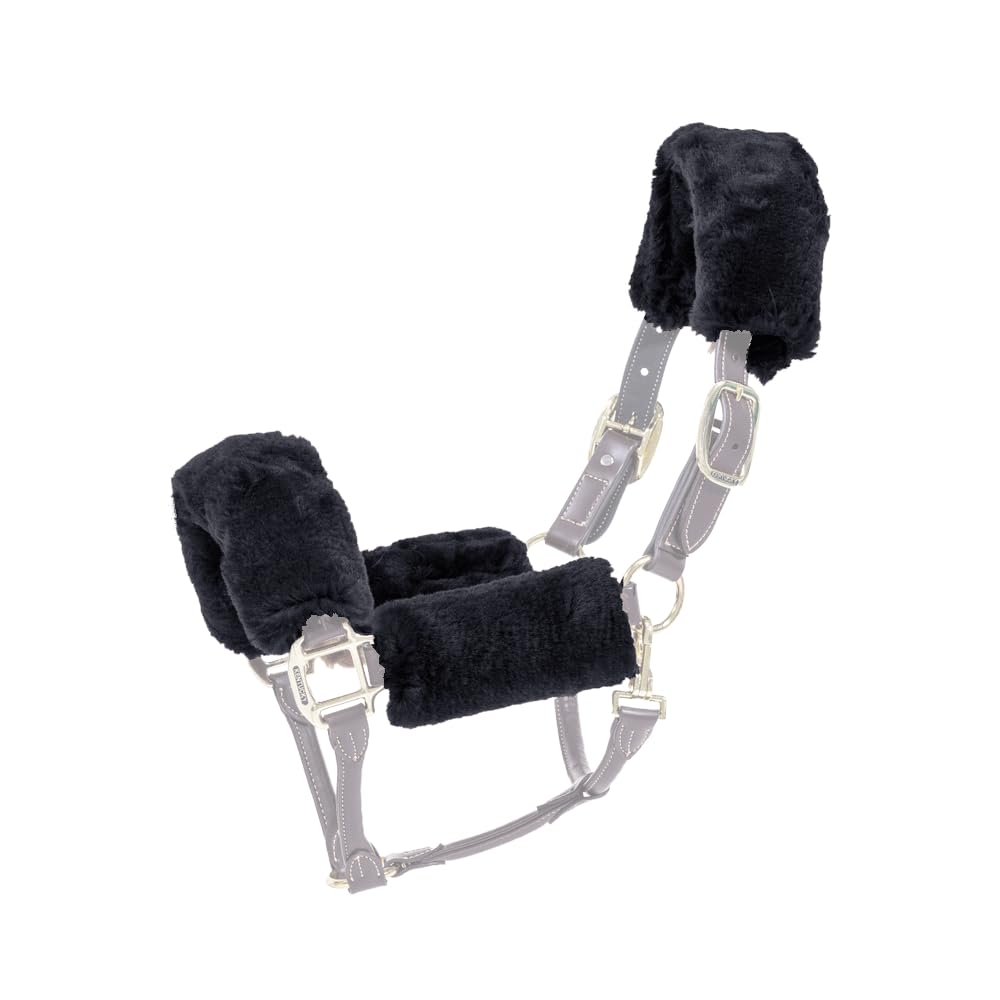 Fourreau en mouton pour licol universel protection muserolle et têtière kit noir