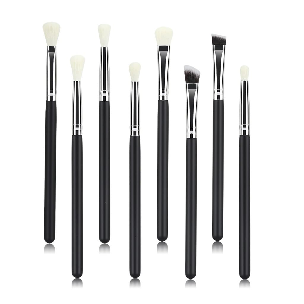Set de 8 brochas de maquillaje esenciales para ojos y cejas con acabado natural 1