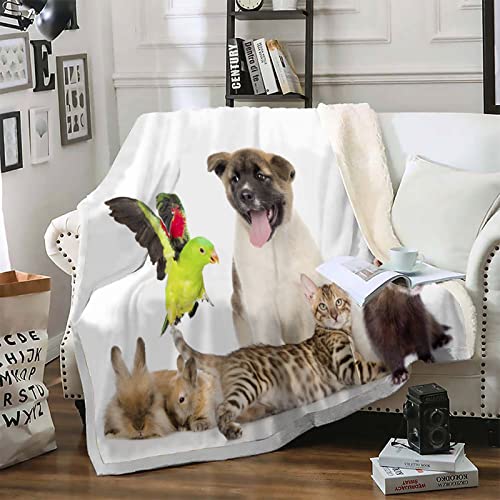 Decke WeißE Kleine Tiere Fleecedecke Warm Sofadecke Superfine Fiber...