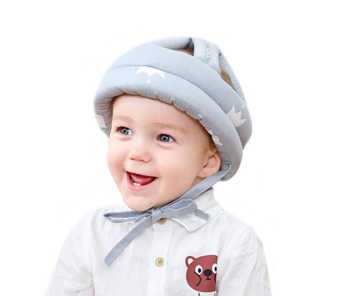 Ewanda store Baby Toddler Infant Head Helmet Kids Children Safety Helmet Head Cushion Protection Hat for Baby Walking Running Crawling(Grey Crown)