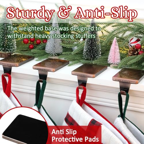 image for HMASYO Christmas Stocking Holders for Mantle Set of 2, Heavy Duty Iron
