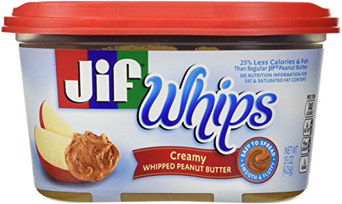 Jif, Whips, Whipped Creamy Peanut Butter, 15oz Tub (Pack of 4)