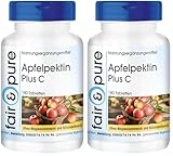 Fair & Pure®   Pectine de Pomme Plus C et calcium   Végan   fibres naturelles   180 comprimés   emballage pour 2 mois (Lot de 2)