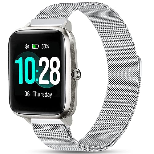 Harikiri Metal Correa Compatible con Fitpolo H205L,19mm Correas para GRV FC1,Hama 5910/4900,LETSACTIV ID205U,Vowtop ID205U,Veryfitpro 205/205L/205U/205G,Umidigi Uwatch3,Yamay fitness SW021/SW023