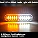 EASE2U E Led Strobe Lights for Trucks Vehicles Suvs,12-24v 4pcs Emergency Warning Caution Hazard Construction Slim Sync Feature Car with Main Control Surface Mount (White Amber)