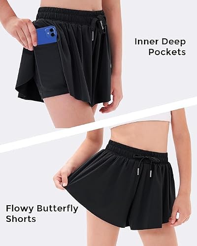 Stelle Girls Butterfly Shorts with Pockets Athletic Running Sports Skirt — view 4