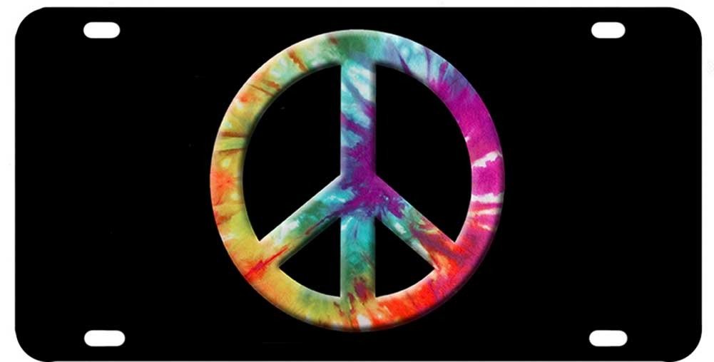 Brotherhood Tye Dye Colors Peace Sign Aluminum License Plate