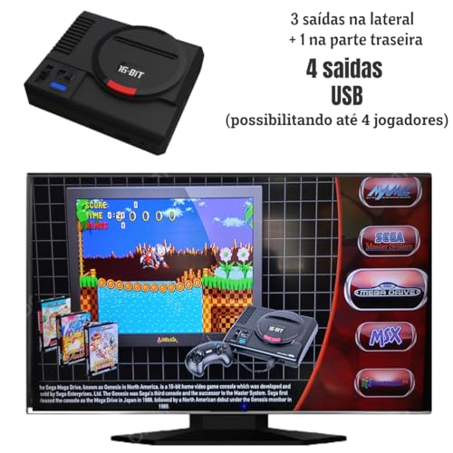 Mini Console Mega Drive Super 3D Games com 130 mil Jogos Retro e 2 Controles - Super 3D Games