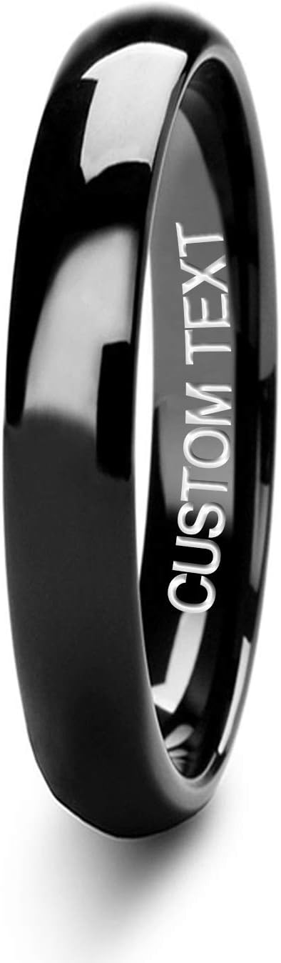 3mm Stainless Steel 316L Classic Plain Wedding Band Ring | High Polished | Personalize Engravings
