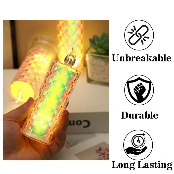 Image of Big Crystal LED Tea Light Candles | Flameless & Smokeless Diya | Decorative Acrylic Candle | Home Decor, Navratri Decor, Diwali Decoration Item, Pooja Room, Table, Mandir Decor | Popo Toys