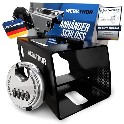 WERKTHOR Anhängerschloss - Test SEHR GUT Kastenschloss Anhänger - Anhänger Diebstahlschutz Angekoppelte & Abgekoppelte -Edelstahl Anhänger Schloss - Schloss für Anhänger - Kombi Schloss