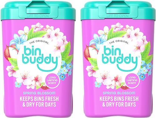 Image of Bin Buddy Spring Blossom, Pack of 2 - Leaves Your Bin Fresh and Smelling Great – Suitable for Indoor, Kitchen, Bathroom, Compost, Food Waste and Outdoor Wheelie Bins