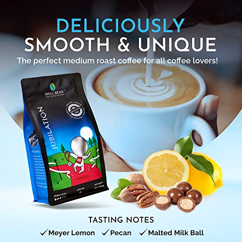 Well-Bean Coffee - Jubilation Blend Ground Coffee Beans, Colombian And Nicaraguan Ground Coffee, Gluten-Free Vegan Keto Coffee Ground, Medium Roasted Coffee, 12 Oz #TOP3