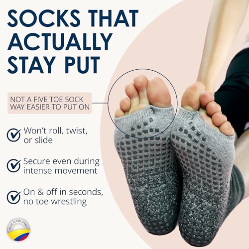 Image of Yoga Socks for Women Non Slip, Toeless Non Skid Sticky Grip Sock - Pilates, Barre, Ballet