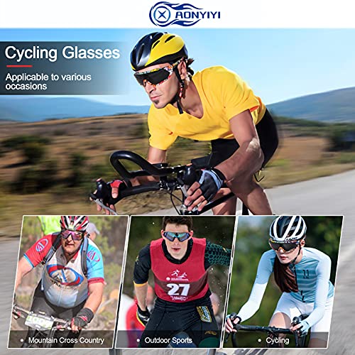 AONYIYI Lunette de Cyclisme Femme Homme Photochromiques Lunette VTT Antireflet Protection Lunettes de Sport Polarisées Adulte 5 Verres UV400 Interchangeables TR90 Cadre Ultraléger pour Vélo Moto - Image 7