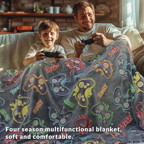 Gamer Gifts Toys for Teen Boys Girls - Glow in The Dark Blanket 2 4 6 8 10 12 13 Year Old Boy Gifts Gaming Controller for Kids Son Boyfriend Men Birthday Christmas 50"x60" - Image 4
