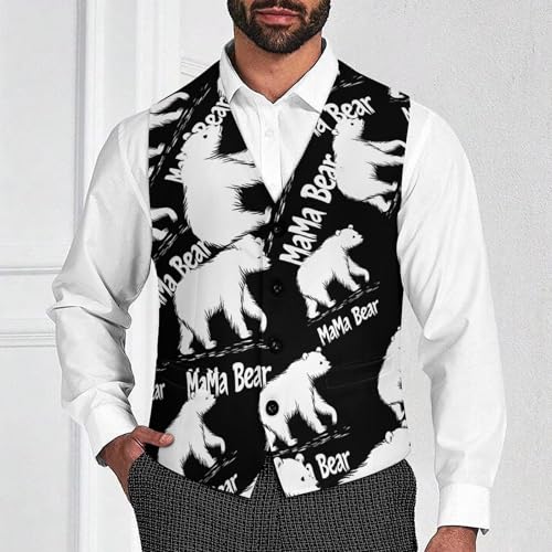 Mama Bear Men's Suit Vests Dress Vest V-Neck Waistcoat Slim Business Formal with Pocket2