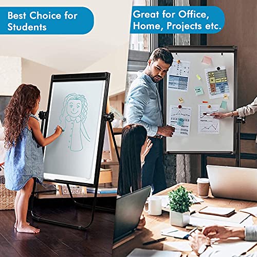 Image of Lifekrafs Stand Whiteboard, Double-Sided Dry Erase Board, Flipchart Holder, Portable Height Adjustable Easel, 360 Rotation Design Board for Office, School, Drawing, Home Tuition, Restaurant, etc.,