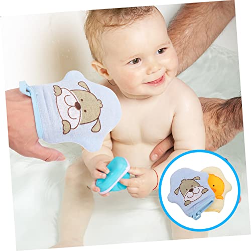 Image of Healifty 2Pcs Baby Bath Sponge Soft Cartoon Mitts for Kids Bathing Washcloths Exfoliating Body Scrubber Gentle Wash Gloves for Toddlers