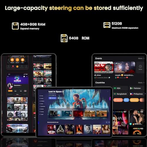 Image of Android 15 Tablet,10 inch Tablets, Octa Core CPU, 12GB+64GB+512GB Expansion, 1280x800 Display Screen, Wi-Fi6, Dual Camera, 6000mAh Battery Tablet PC,Widevine L1 Google Kids Space