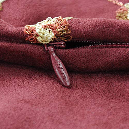 Calitime Pack Of 2 Supersoft Throw Pillow Covers Cases For Couch Bed Sofa Decor Modern Diamonds Shape Trellis Geometric Chain Embroidered 18 X 18 Inches Dark Red #TOP5