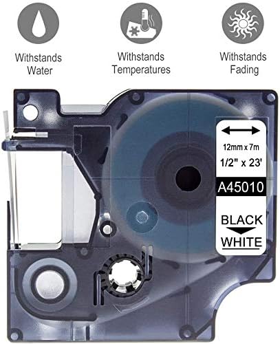 Oozmas Compatible Clear Label Tape Replacement for Dymo D1 45010 Black on Clear Tape 12mm x 7m, Compatible with Dymo LabelManager 160 210D 360D 420P 450D 500TS, 3-Pack