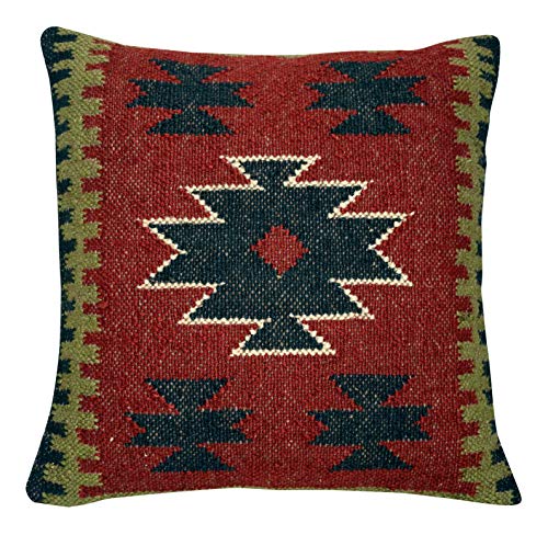 Chouhan Rugs CR-CC-9012 4 Pcs Set Of Kilim Cushion Cover Jute Ethnic Pillow Boho Hand Woven Shams Hippie Indian Throw Art thumb #7