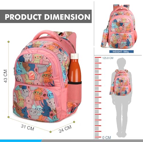 Image of Chris & Kate Premium 32 L Multi-Print School Bag for Boys Girls and Kids Spacious Interiors Casual Backpack Perfect for School, College, Everyday Use Includes Free Stationery Pouch and Rain Dust Cover