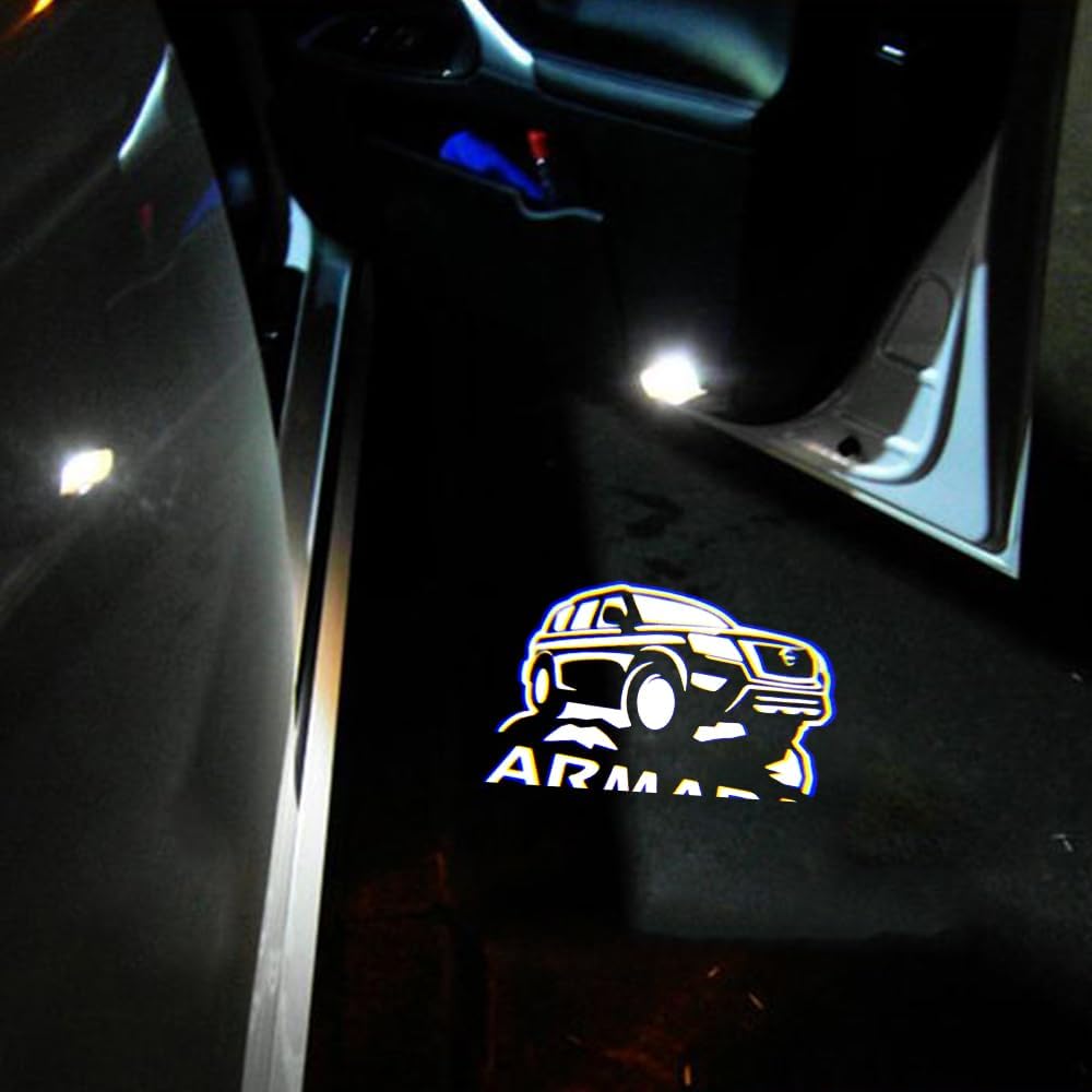 2PCS Non-Fading LED Car Door Logo Lights Projector Compatible with Armada 2017-2022 Puddle Lights Ghost Shadow Light Kit Car Accessories (Armada)