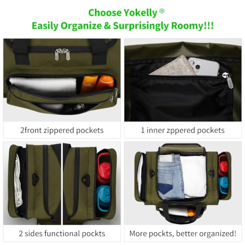 Image of 40L Gym Bag Sport Duffle Bag, 20 inch, Olive Green | Multi Pockets, Sturdy, Durable For Weekender, Travel, Workout, Training