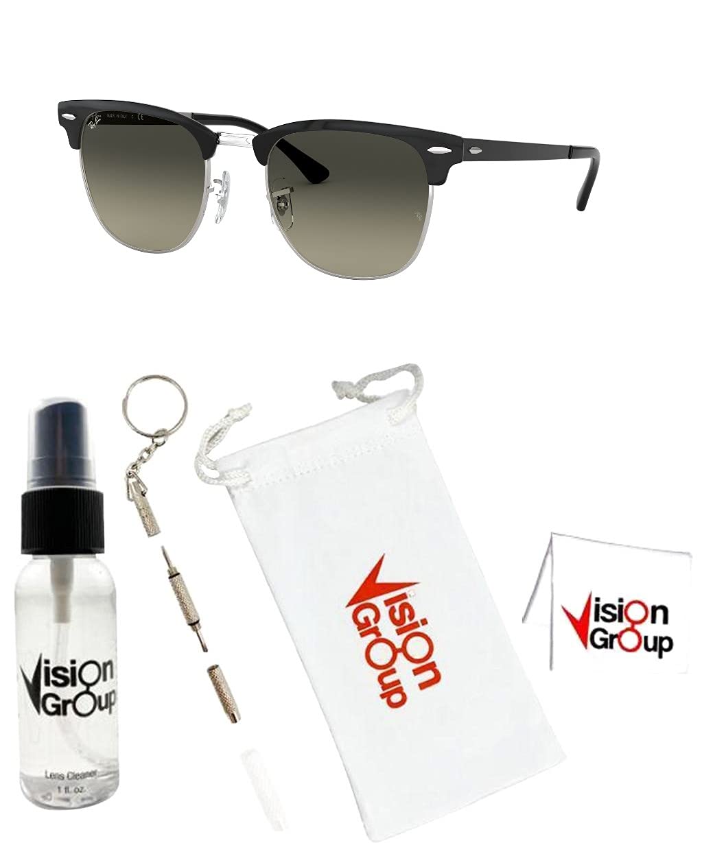 Ray-Ban RB3716 Clubmaster Metal Sunglasses+ Vision Group Accessories Bundle