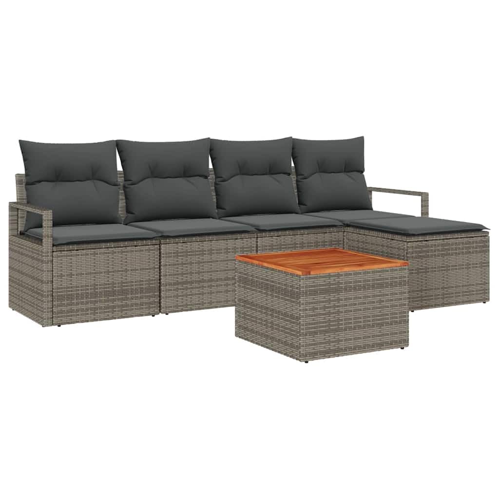 Ensemble de jardin de luxe en polyrotin gris vidaXL avec coussins