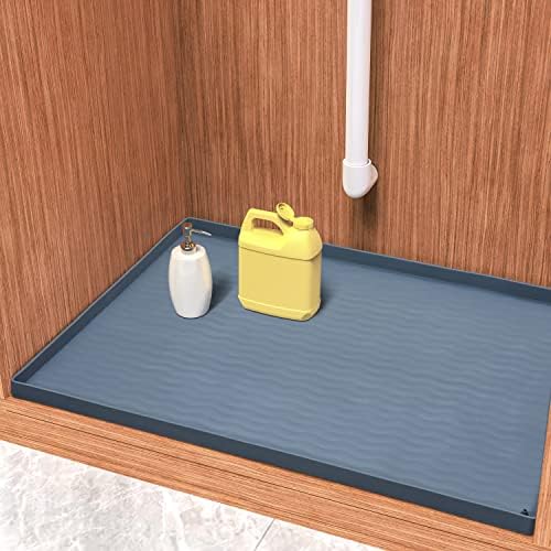 URMONA Under Sink Mat, 31'' x 22'' Under Sink Mats for Kitchen, Waterproof Silicone Under Sink Liner Drip Tray, Sink Cabinet Protector Mats for Kitchen
