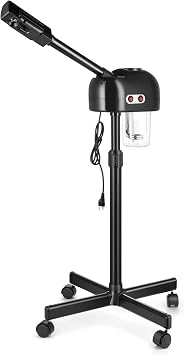 Black Floor Facial Steamer Spa Ozone Facial Steamer On Wheels, for Home and Salon Use