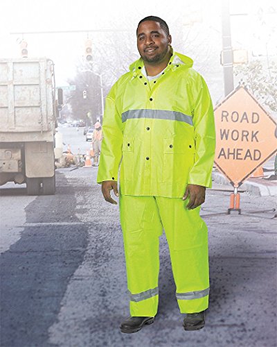 ONGUARD 72115 3-Piece PVC on Polyester Visitex II Suit with Detachable Hood, Yellow, Size X-Large