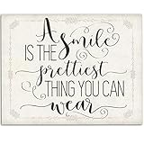 A Smile is the Prettiest Thing You Can Wear Typography 11x14 Unframed Poster – Inspirational Wall Art for Dental Office Decor, Rustic Farmhouse Vintage Style Motivational Quotes, Elegant Gift for Home