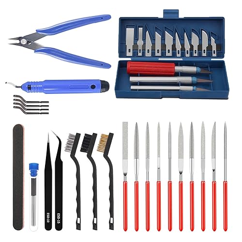 46Pcs 3D Printer Tool Kit Deburring Tool, Files,Cleaning