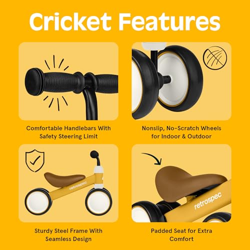 Image of Retrospec Cricket Baby Walker Balance Bike with 4 Wheels for Ages 12-24 Months - Toddler Bicycle Toy for 1 Year Old's - Ride On Toys for Boys and Girls - One Size (Sunflower)